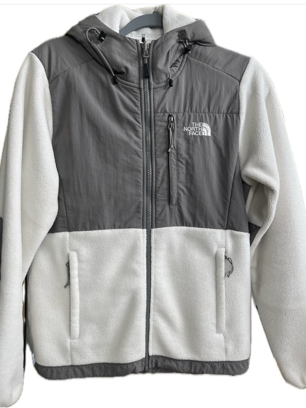 The North Face Two-Tone Gray & White Hooded Fleece Jacket